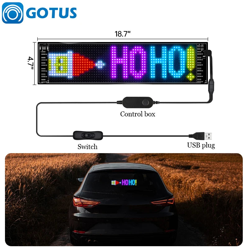 GOTUS LED Matrix Panel,Scrolling Bright Advertising LED Sign,LED Car Sign With Remote Control and Bluetooth Application Control