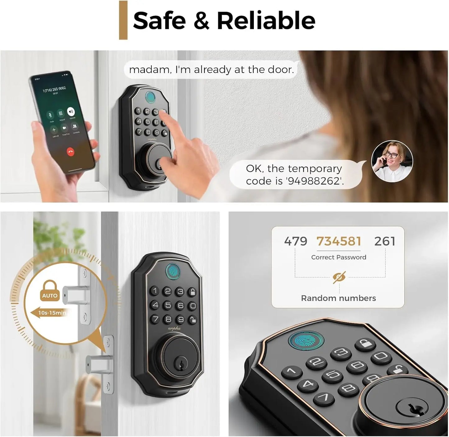 Arpha D280W WiFi Keyless Entry Door Lock Fingerprint Keypad