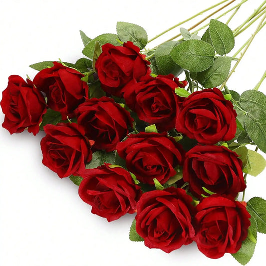 10/20pcs Red 20-Inch Artificial Roses, High-End Lifelike Flowers, Suitable For Home Decor, Room Decor, Dining Table Decor, Wedding Decor, Bridal Bouquet, Wrist Corsage, Flower Arrangement, Etc. Applicable For Home, Restaurant