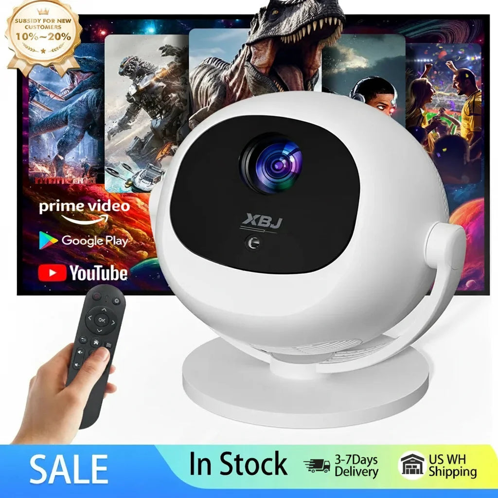 XBJ Smart Touch Screen Portable Projector Support 4K Wifi 6 Bluetooth Auto Focus Compatible with Phone/ TVStick/pc/IndoorOutdoor