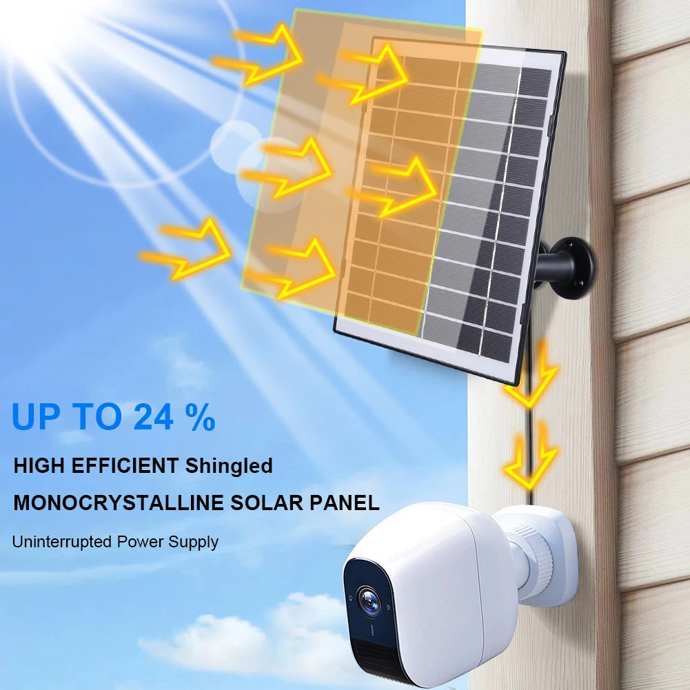 30W Solar Panel for Security Camera 360°Adjustable Mounting Solar Charger 9.8Ft Charging Cable Compatible with EufyCam/Wyze Cam