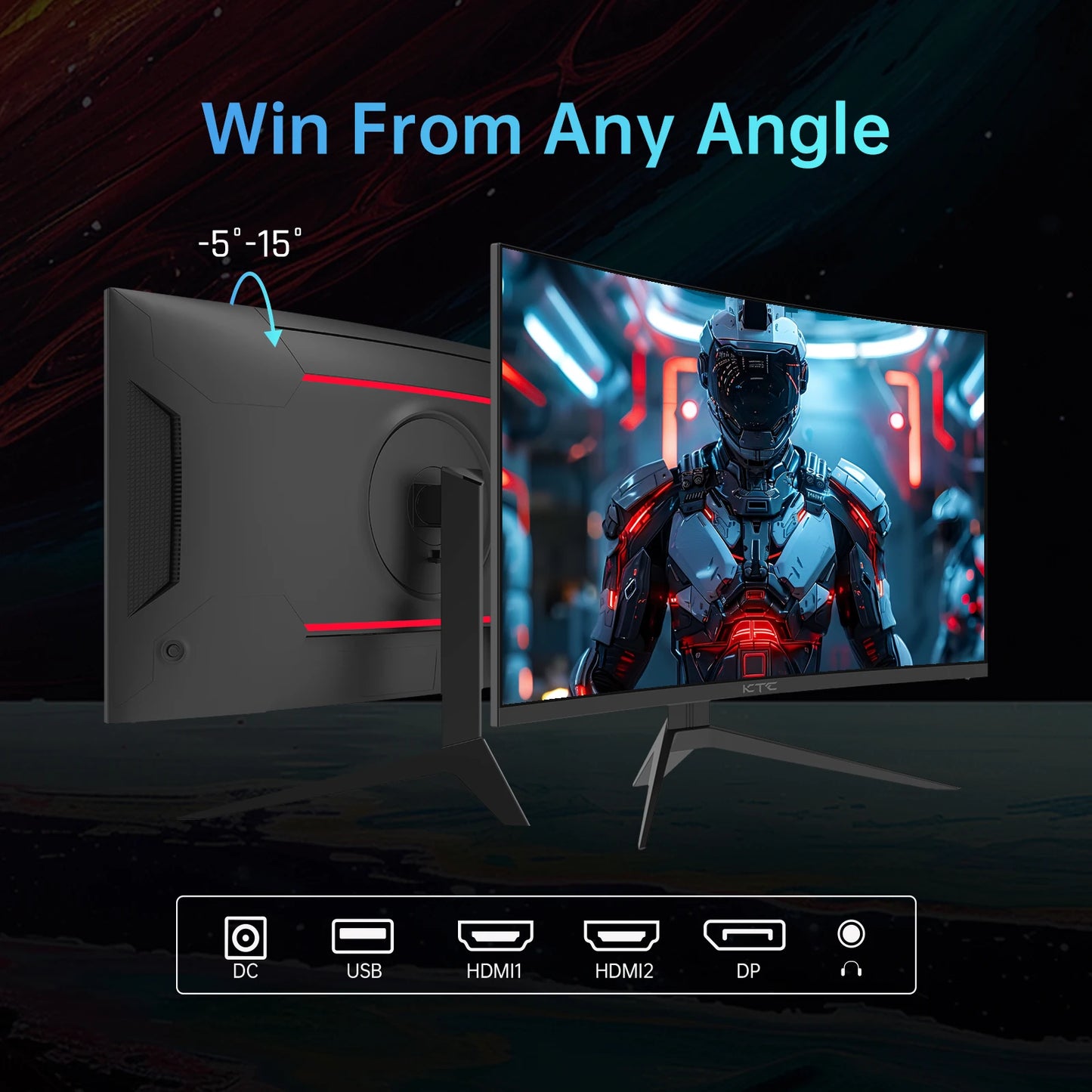KTC 240Hz Curved Gaming Monitor HDR10 1ms FreeSync G-Sync 1080p