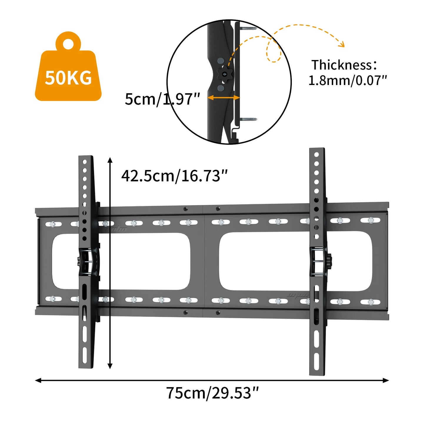 Ultra Slim Tilting TV Wall Mount Bracket Universal for 30-86 Inches Max Load 60kg