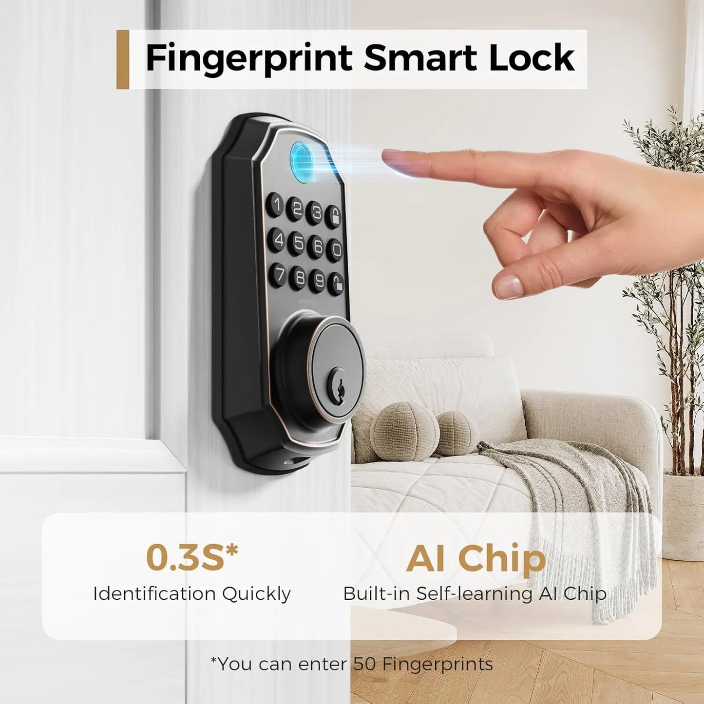 Arpha D280W WiFi Keyless Entry Door Lock Fingerprint Keypad