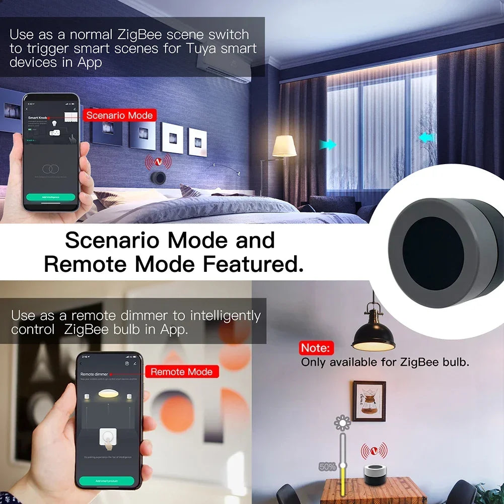 MOES Tuya ZigBee Smart Knob Switch Wireless Rotary Dimmer Scene Button Controller Battery Powered Home Automation Smart Life