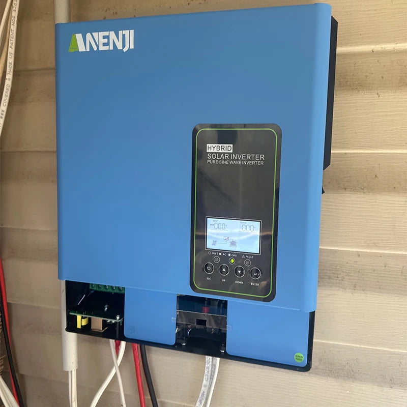 ANENJI 110V/120VAC Hybrid Solar Inverter 3KW 24V MPPT Pure Sine Off Grid Photovoltaic Inverter with100A Solar Charger PV 500VDC