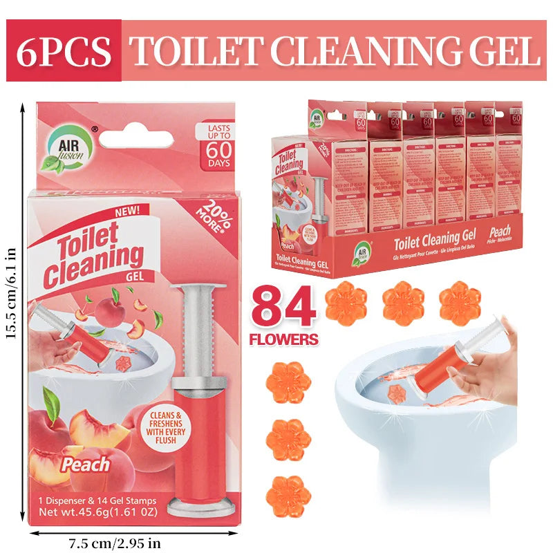 Air Fusion Toilet Cleaning Gel Stamp Fresh Gel Toilet Bowl Cleaning Stamps Deodorizing Clean Peach Scent Each 1.6oz 2 Pack