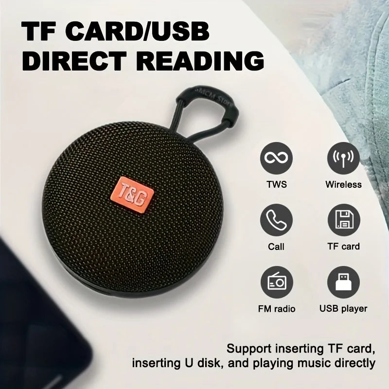 TG352 Bluetooth Speaker with Carry Rope, Bluetooth 5.3 Wireless Audio, USB Rechargeable, Hangs on Bags & Bicycles, Compatible with Phone/PC/Tablet, Great for Travel, Party, Outdoor Use & Gift Giving