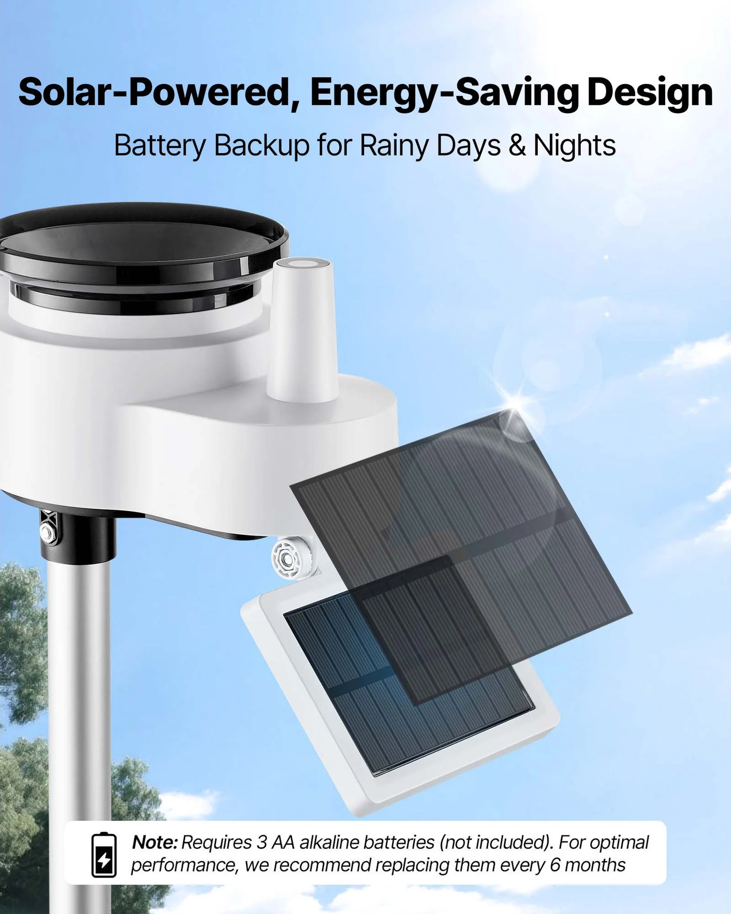 SucceBuy 7-in-1 Wireless Weather Station 7.5-Inch VA Display Solar Powered Sensor, Rain Gauge, Indoor&Outdoor Forecast, No WiFi
