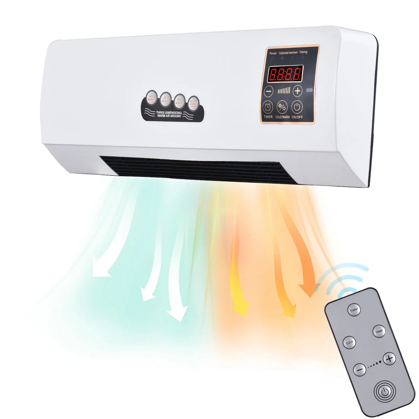 【Sale】Heater and Fan Combo 1800W 2-in-1 Timing Function Dual Use Wall Mounted Electric Fan and Space Heater with Remote Control