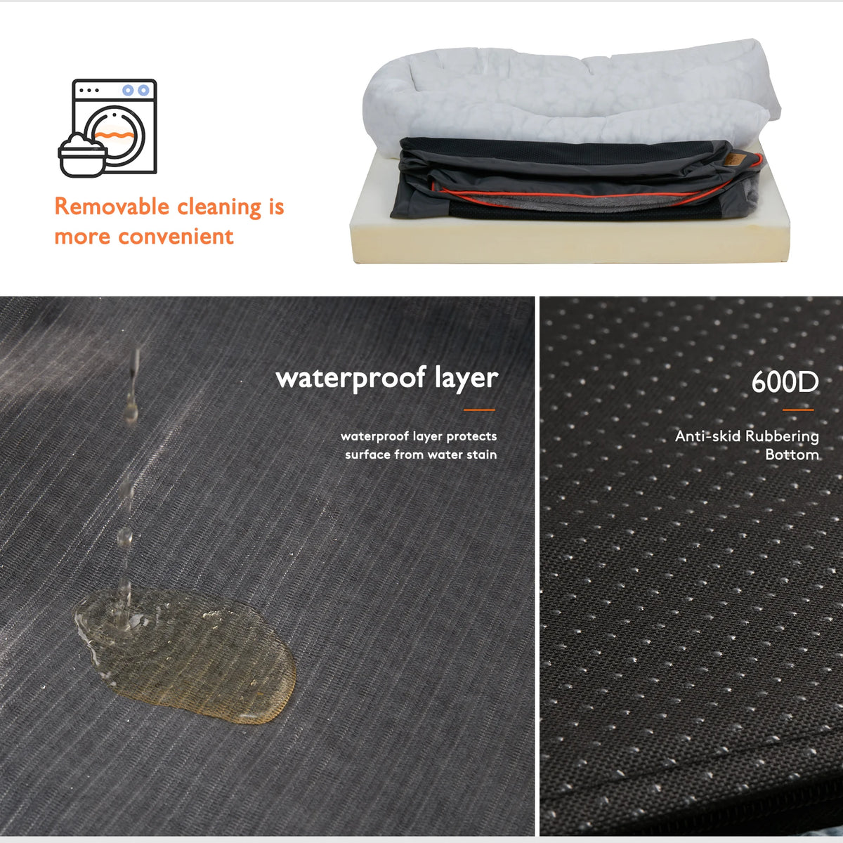 Bingopaw Large Soft Anti Allergy Fleece Dog Bed With Washable Cover