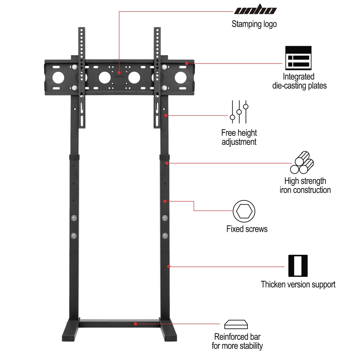 Unho Height Adjustable Freestanding Television Floor Stand
