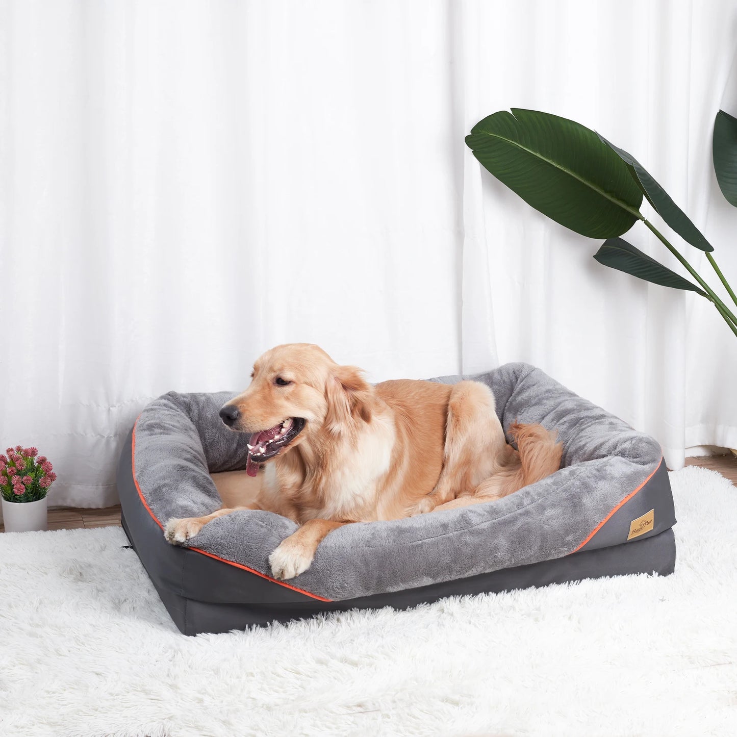 Bingopaw Large Soft Anti Allergy Fleece Dog Bed With Washable Cover
