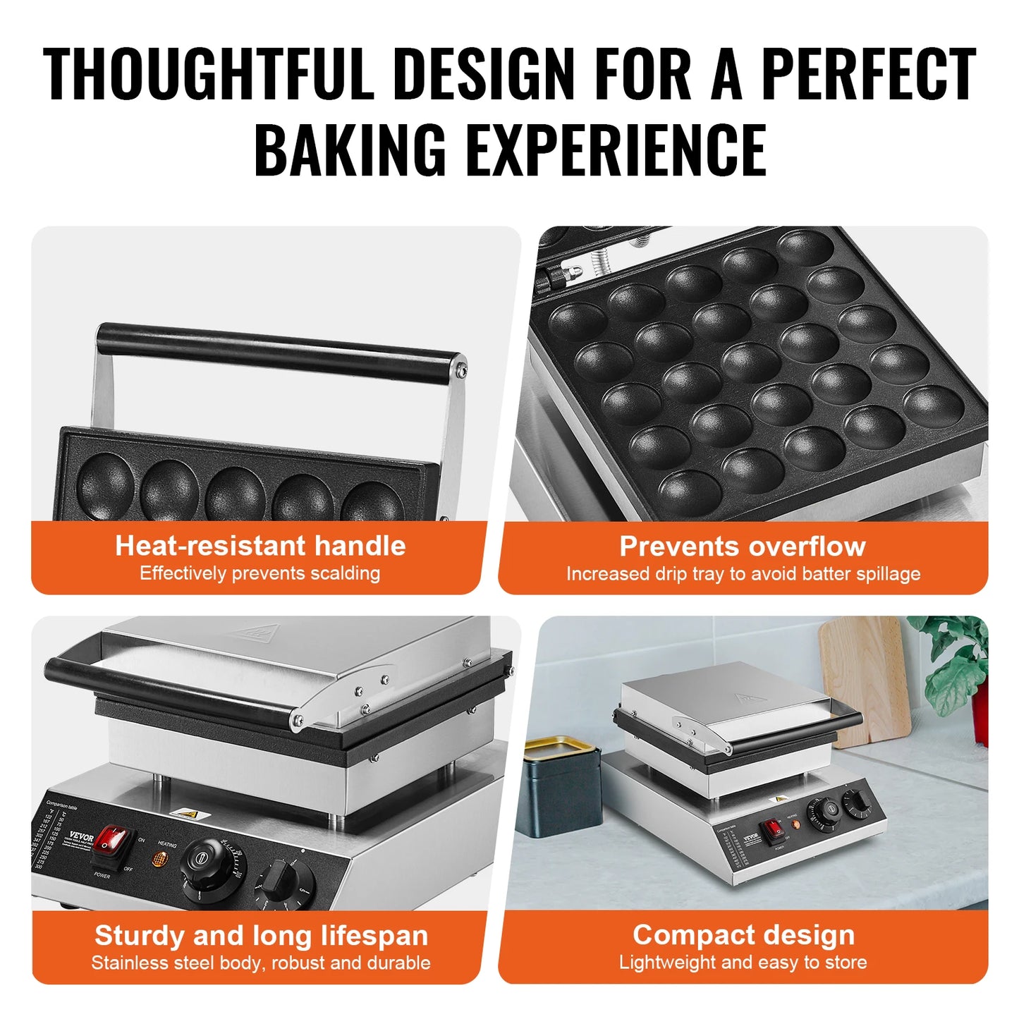 SucceBuy Electric Waffle Maker 25-Piece Mini Pancake Dorayaki Baker