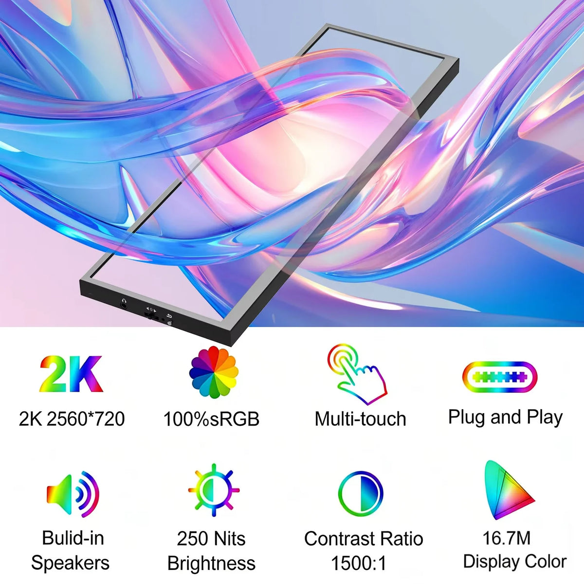Touchscreen Stretched Bar Monitor For PC Case And Gpu Display
