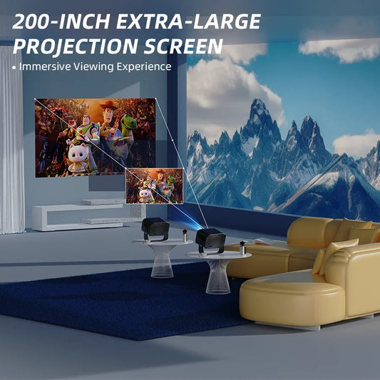 4K Outdoor Movie Projector, Portable Mini Smart Wall Projector with Built-in Wi-Fi, Speaker & Digital Keystone, HDMI/BT Home Cinema Theater for Office Use