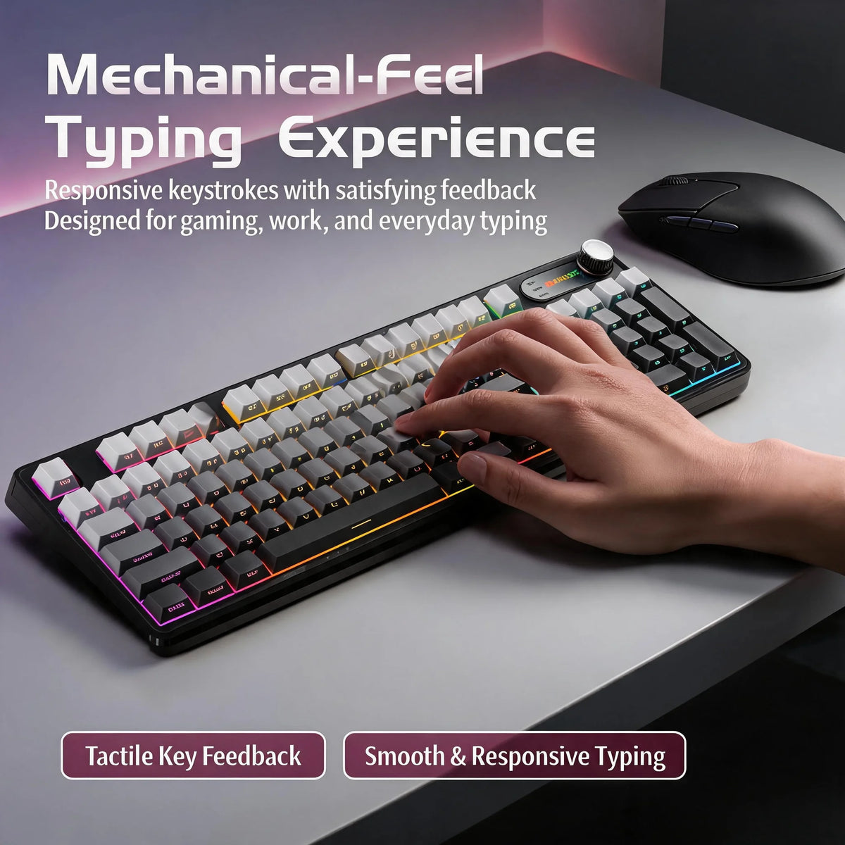 Tri Mode Wireless Membrane Keyboard With Bluetooth USB C Connectivity