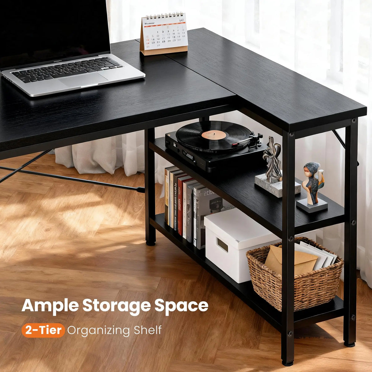 JHK L Shaped Gaming Office Computer Desk With Shelves