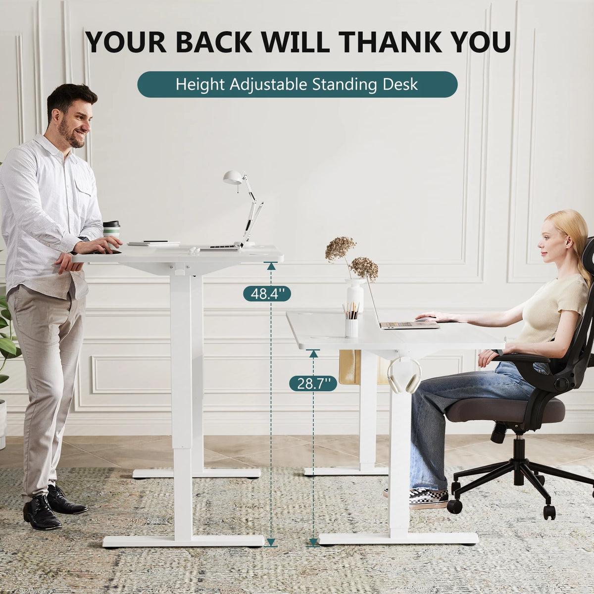 JHK Electric Ergonomic Standing Desk Adjustable Height Computer Workstation