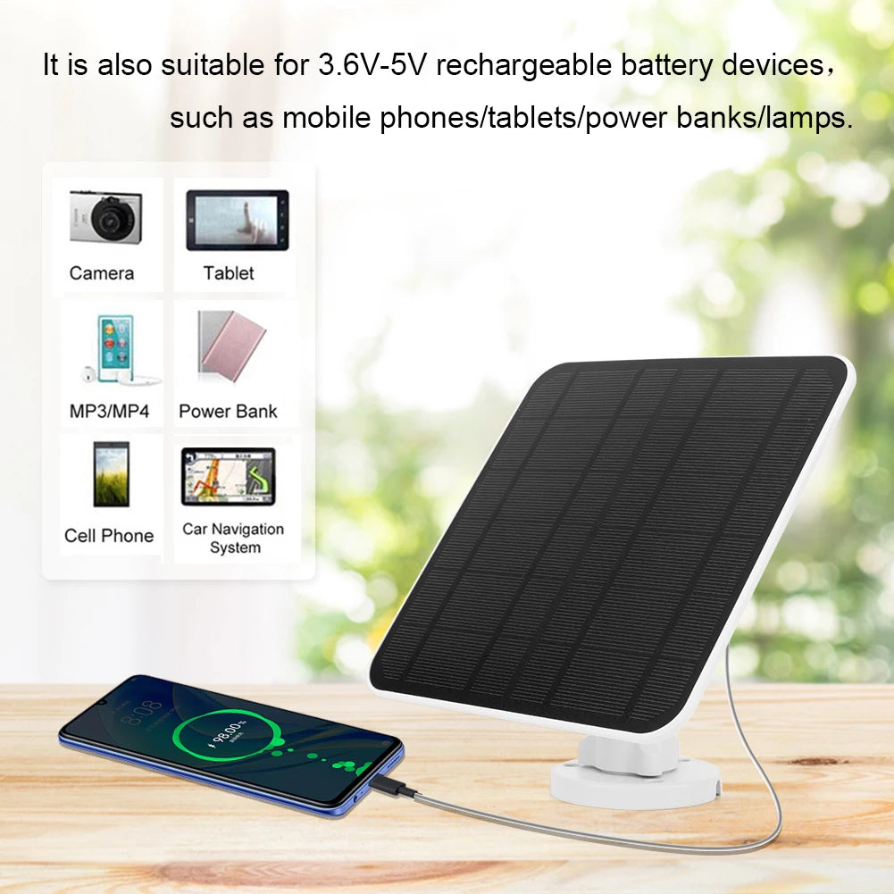6W 5V Solar Panel For Eufy Eufycam 3(S330)/3C(S300)/2/2C/2Pro IP65 Outdoor Waterproof Solar Charger Wall Mount Micro USB+TYPE-C