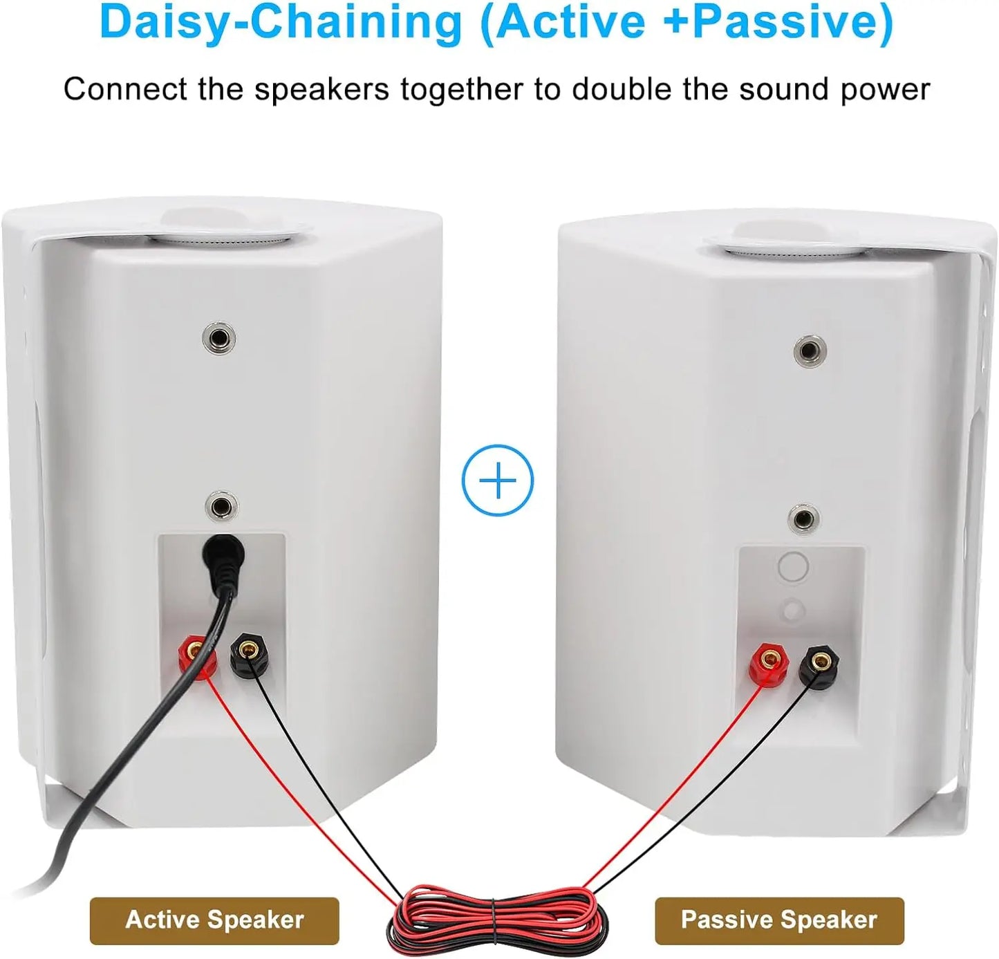 Herdio 6.5" 400W 2PCS Indoor Outdoor Bluetooth Speakers Wall Mount Speakers Waterproof Weather Resistant For Patio Garage Home