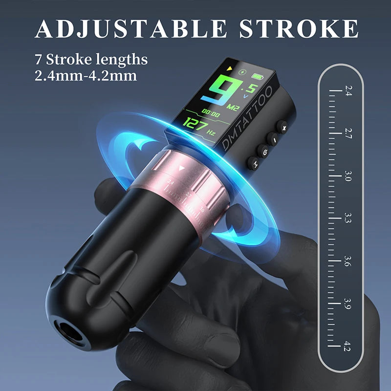 DM Venom Wireless Tattoo Machine With Adjustable Stroke And Battery