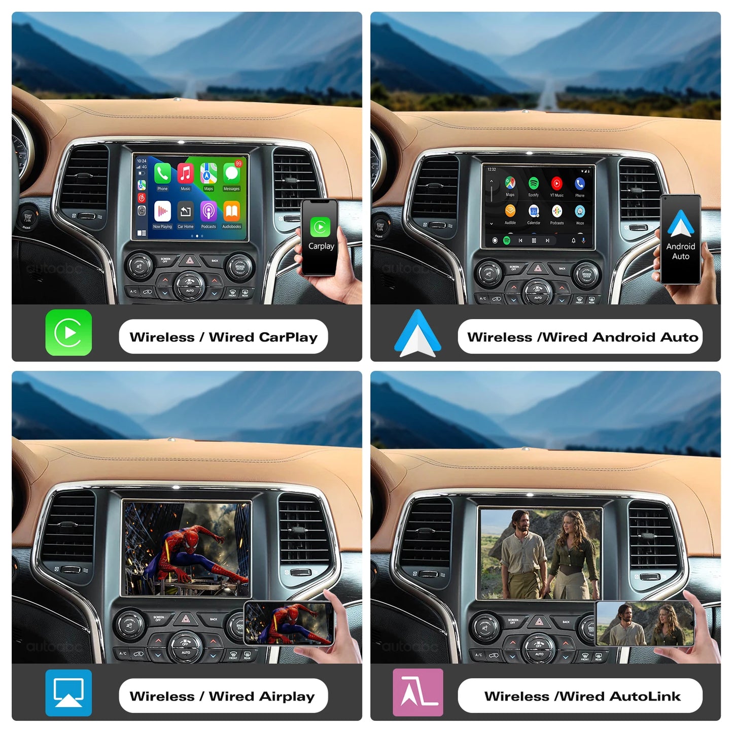 Wireless CarPlay Android Auto For Dodge Challenger Chrysler 300C Jeep 2014-2019 OEM Car Interface Upgrade MuItimedia Decoder Box
