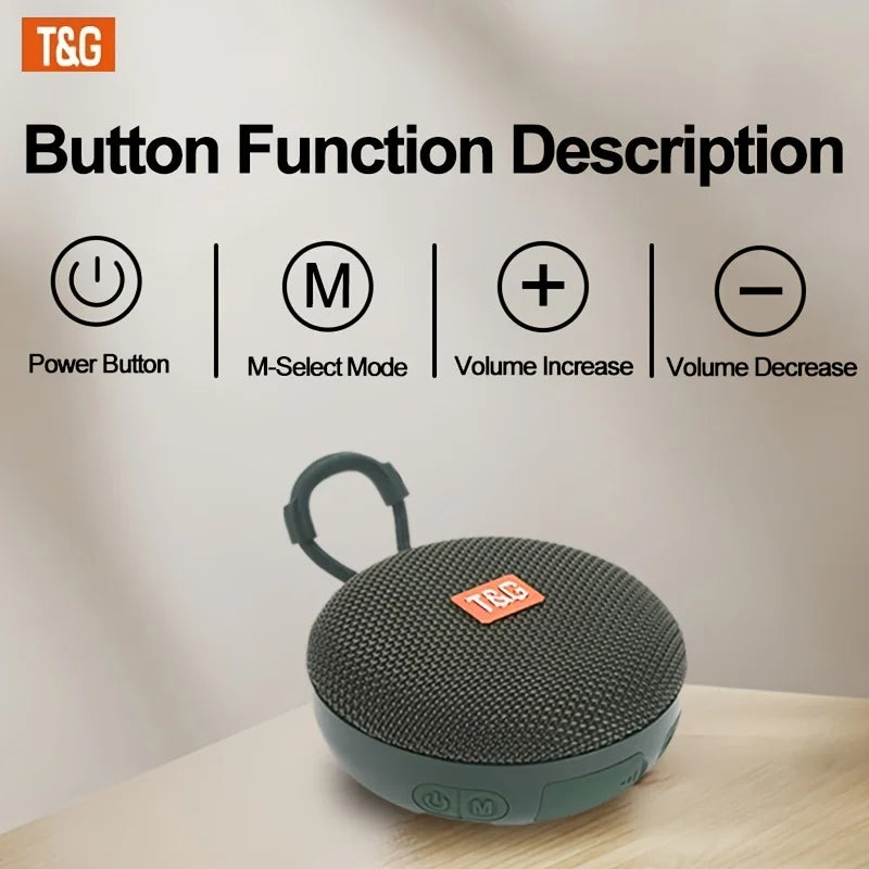 TG352 Bluetooth Speaker with Carry Rope, Bluetooth 5.3 Wireless Audio, USB Rechargeable, Hangs on Bags & Bicycles, Compatible with Phone/PC/Tablet, Great for Travel, Party, Outdoor Use & Gift Giving