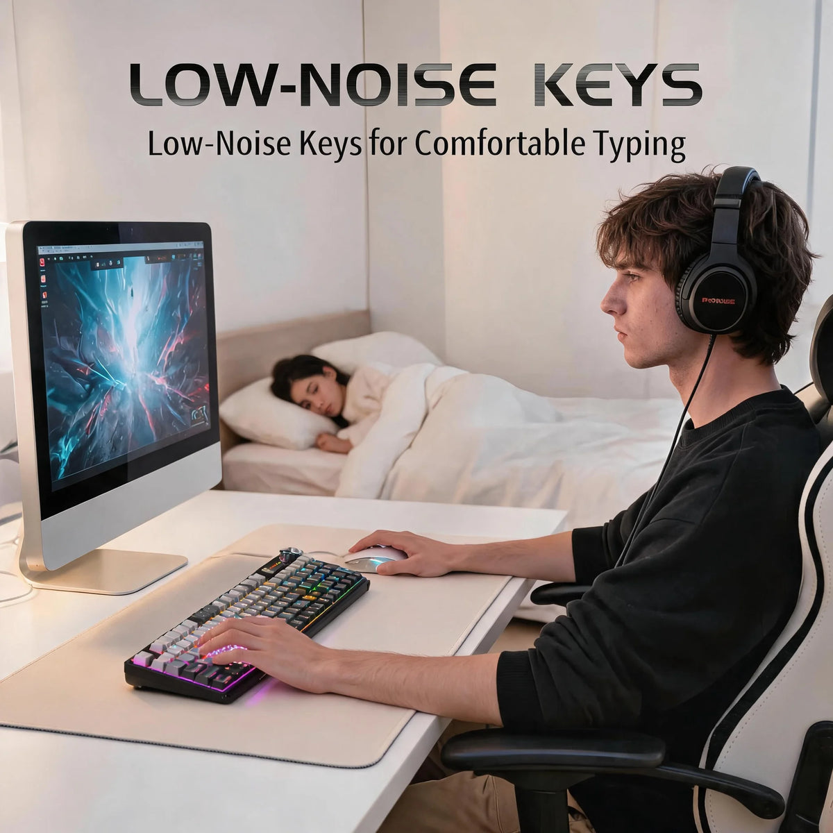 Tri Mode Wireless Membrane Keyboard With Bluetooth USB C Connectivity
