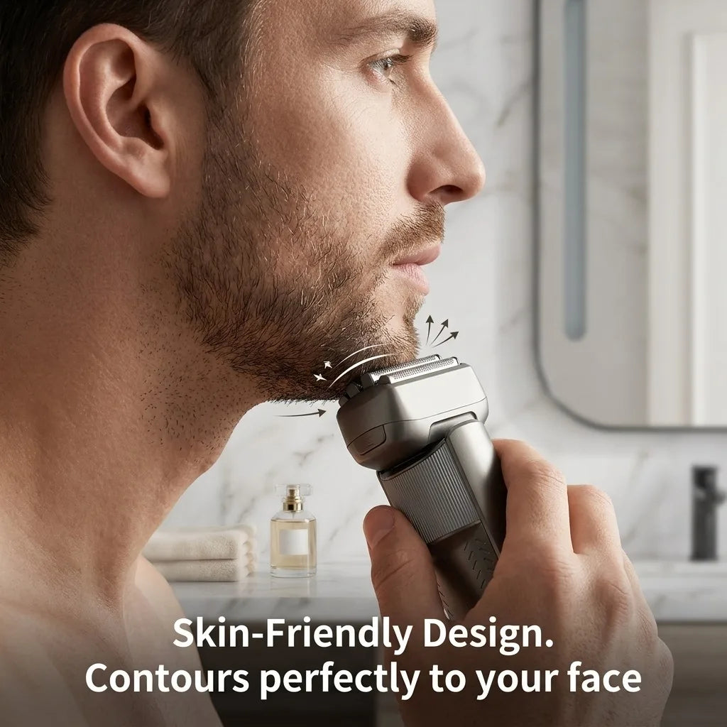 Electric Shaver for Men with 5 Precision Blades, Professional Foil Shaver with LED Power Display, IPX6 Waterproof Wet & Dry Cordless Rechargeable Razor, Portable Ergonomic Grooming Kit for Travel