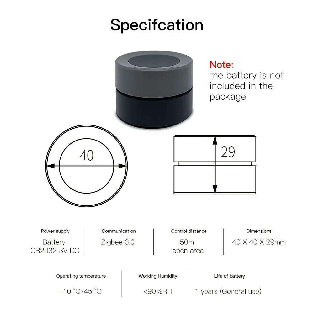 MOES Tuya ZigBee Smart Knob Switch Wireless Rotary Dimmer Scene Button Controller Battery Powered Home Automation Smart Life