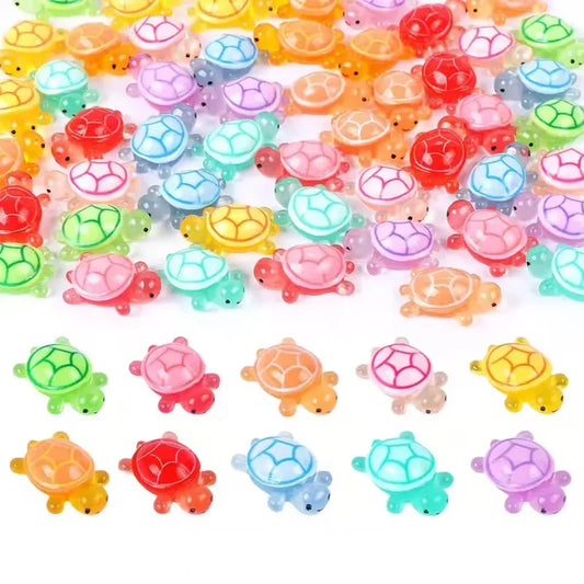 50/100 Pcs Cute Mini Luminous Turtle Ornaments Glowing in The Dark Miniatures Turtle Micro Landscape Home Decor Gift