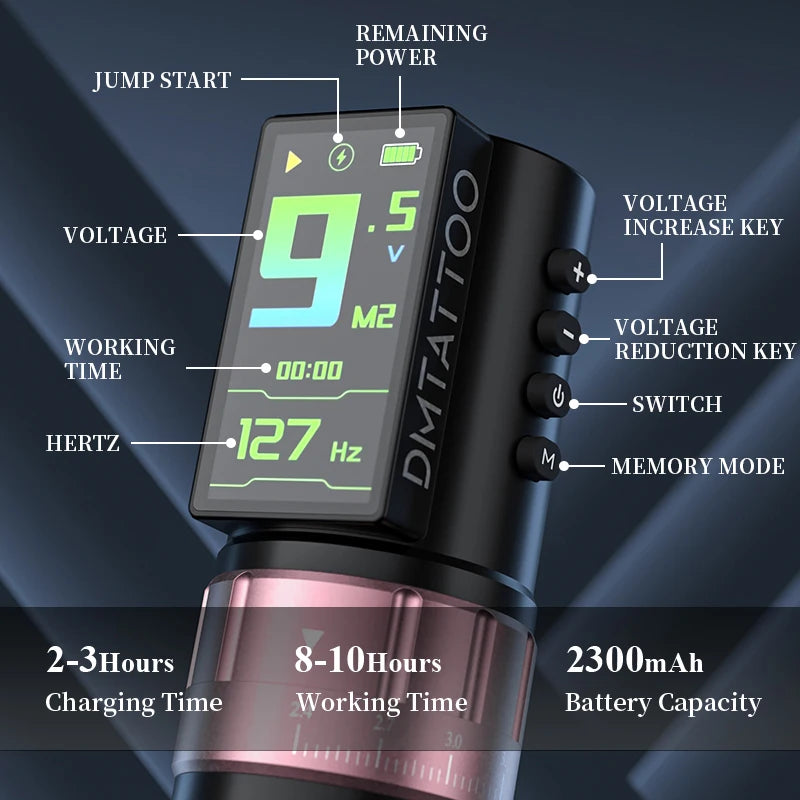 DM Venom Wireless Tattoo Machine With Adjustable Stroke And Battery