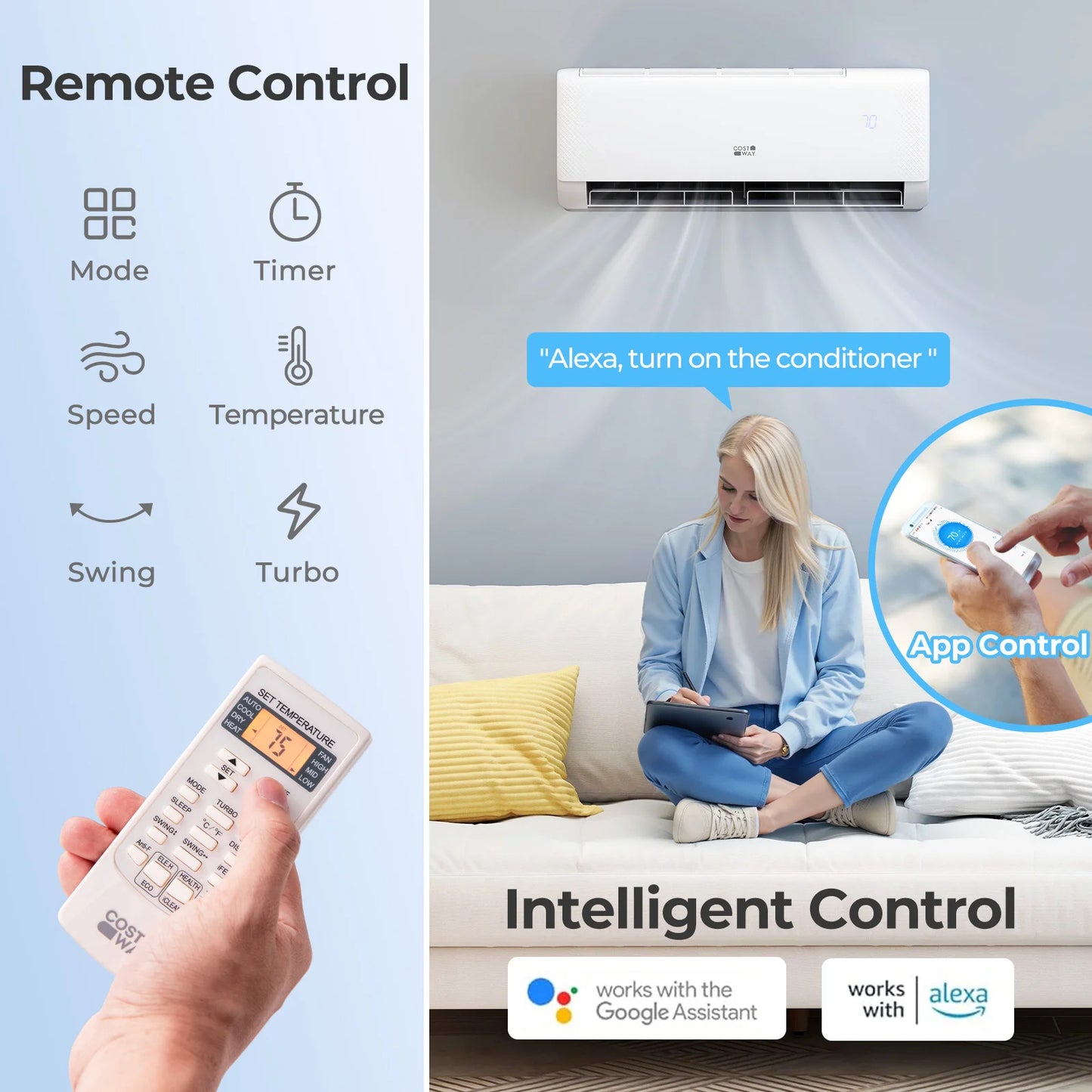 12000BTU Wifi Enabled Mini Split AC 22 SEER2115V Inverter Air Conditioner