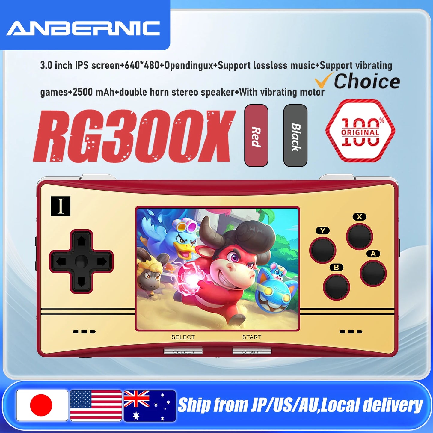 ANBERNIC RG300X Mini Retro Portable Game Console Min Video Game Player Support HD Out Built In 64G 5000 Games Kids Gift RG 300X