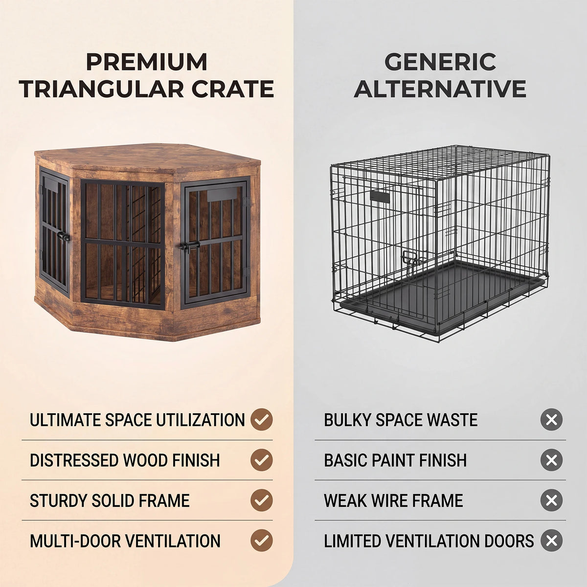 Modern Wooden Corner Dog Crate Furniture With Tabletop