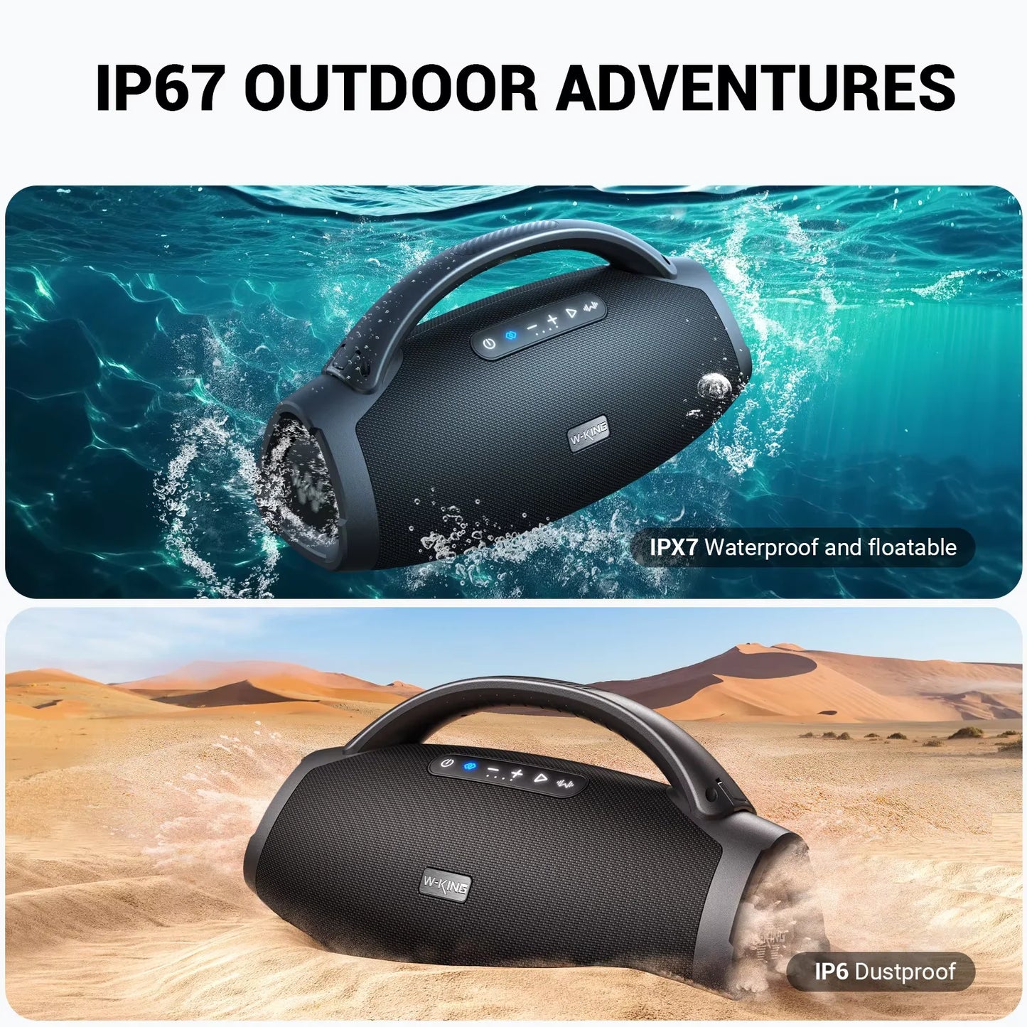 W-KING X20S 180W RMS Portable Bluetooth Speakers,Massive Bass Party Boombox IPX7 Waterproof Speaker Large, Loud Outdoor Speaker