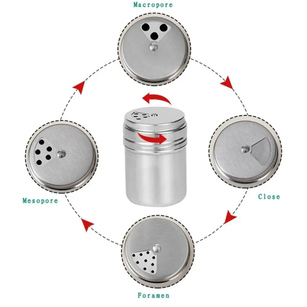 Stainless Steel Seasoning Jar With Rotating Spice Cover